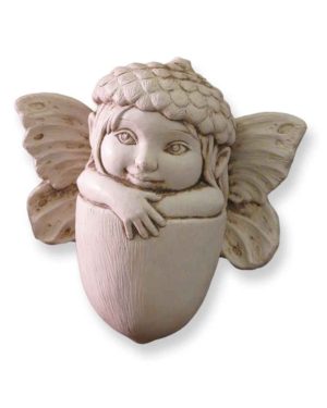 Cast Stone Plaque Featuring Fairies Acorn Fairy